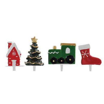 House, Christmas Tree, Train & Boot Figurines